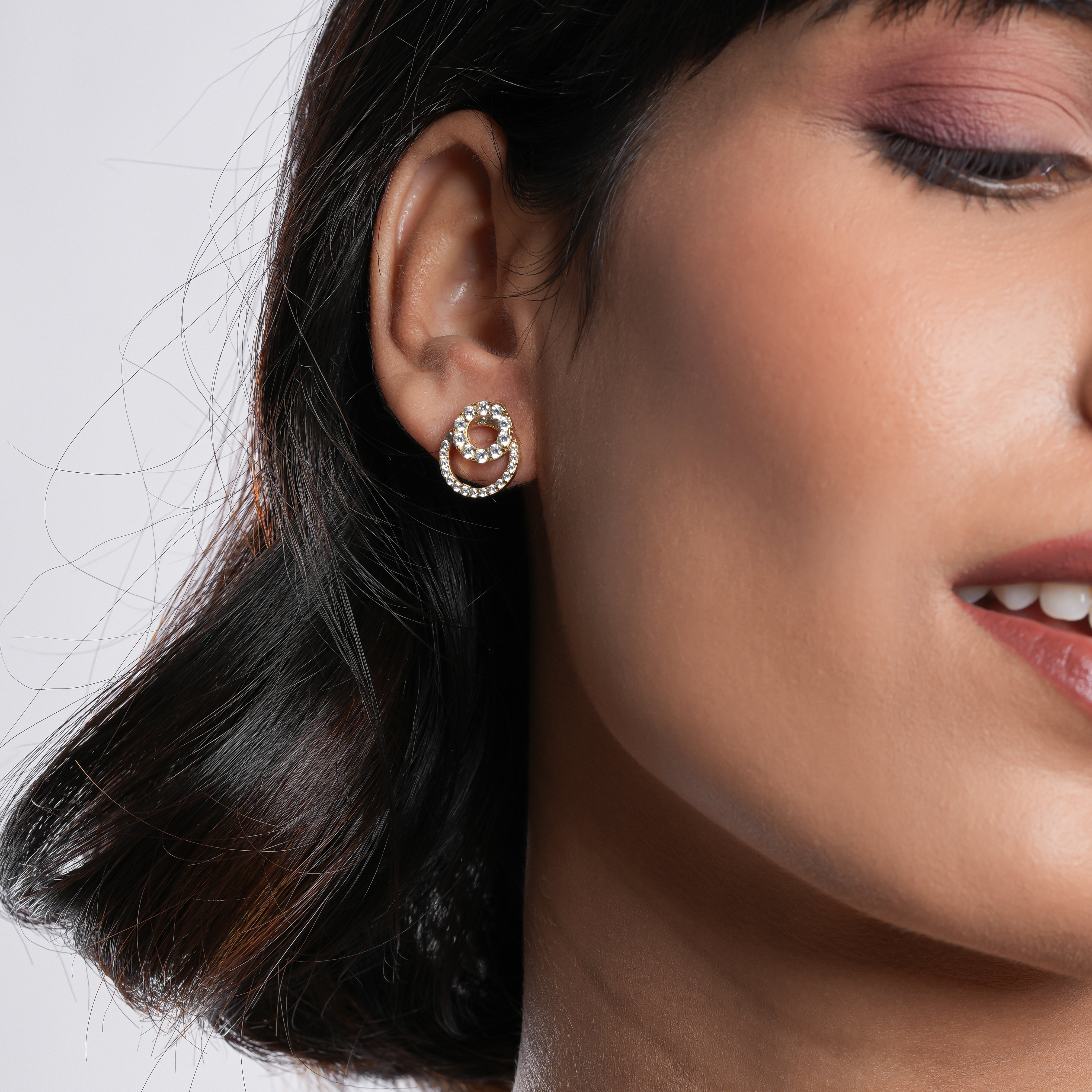 Radiant Gold Plated Cubic Zirconia Stud Earrings