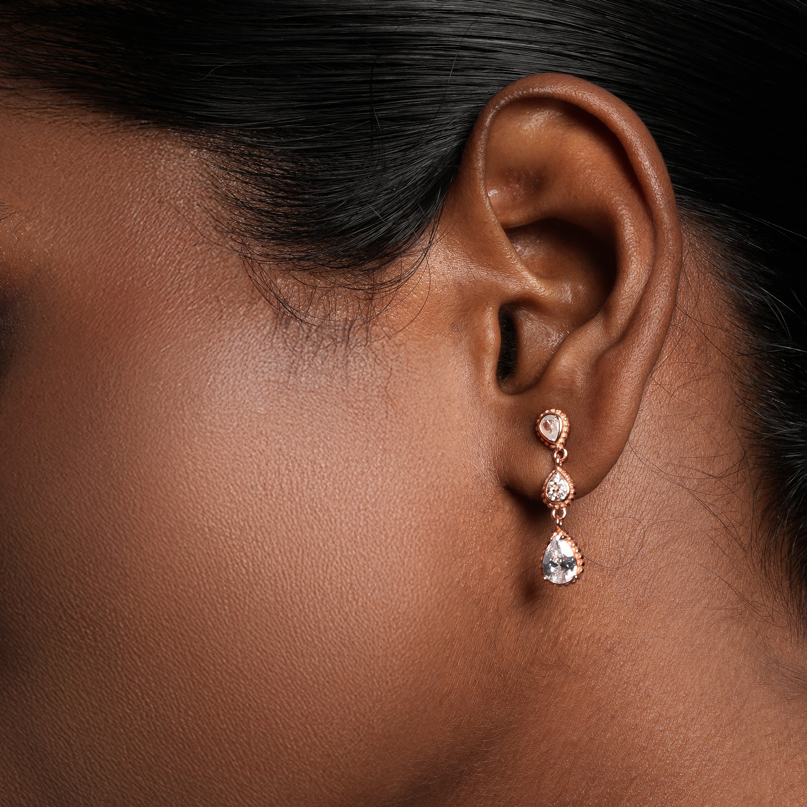 Elegant Rose Gold Cubic Zirconia Earrings