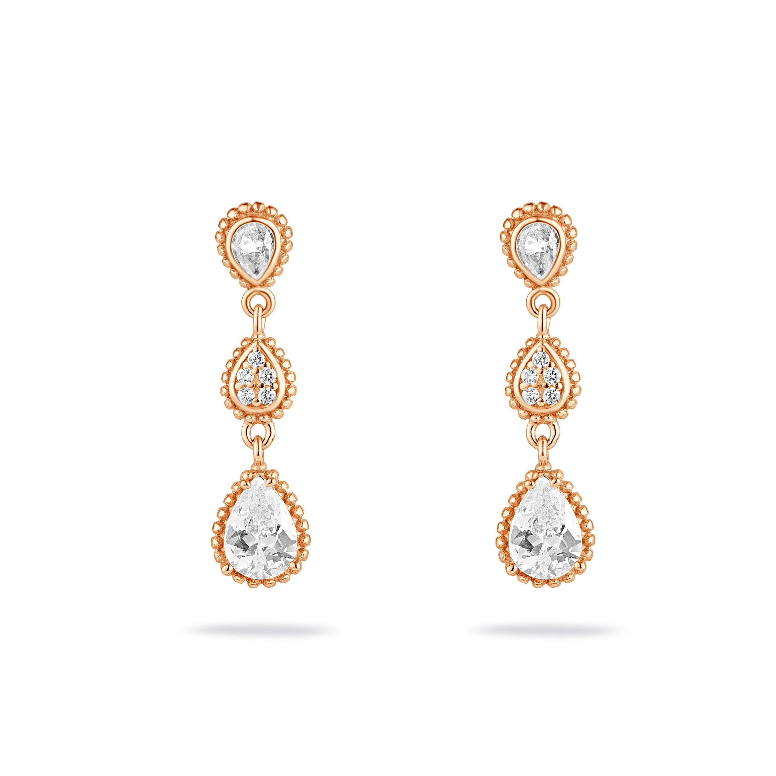 Elegant Rose Gold Cubic Zirconia Earrings