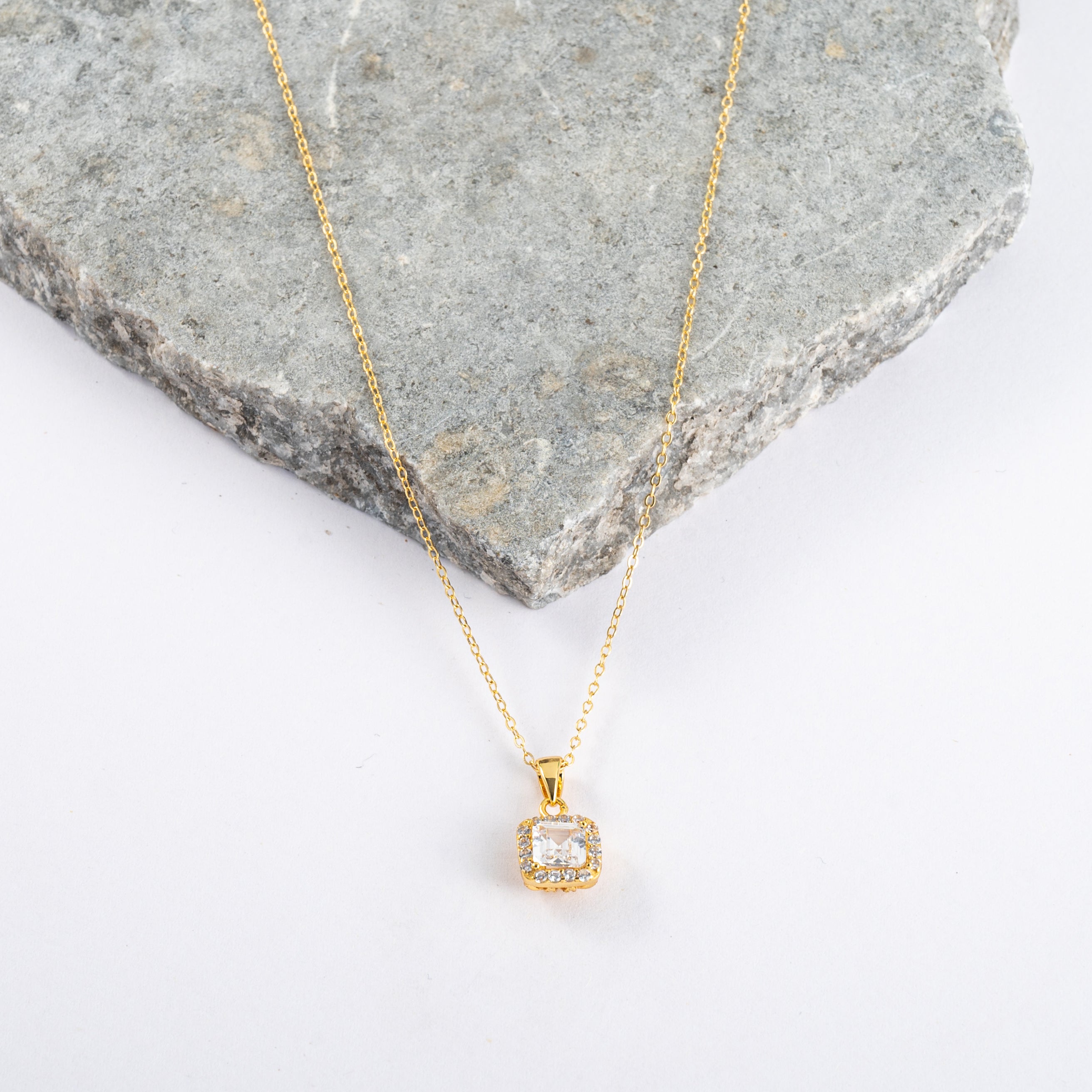 Square CZ Pendant Necklace