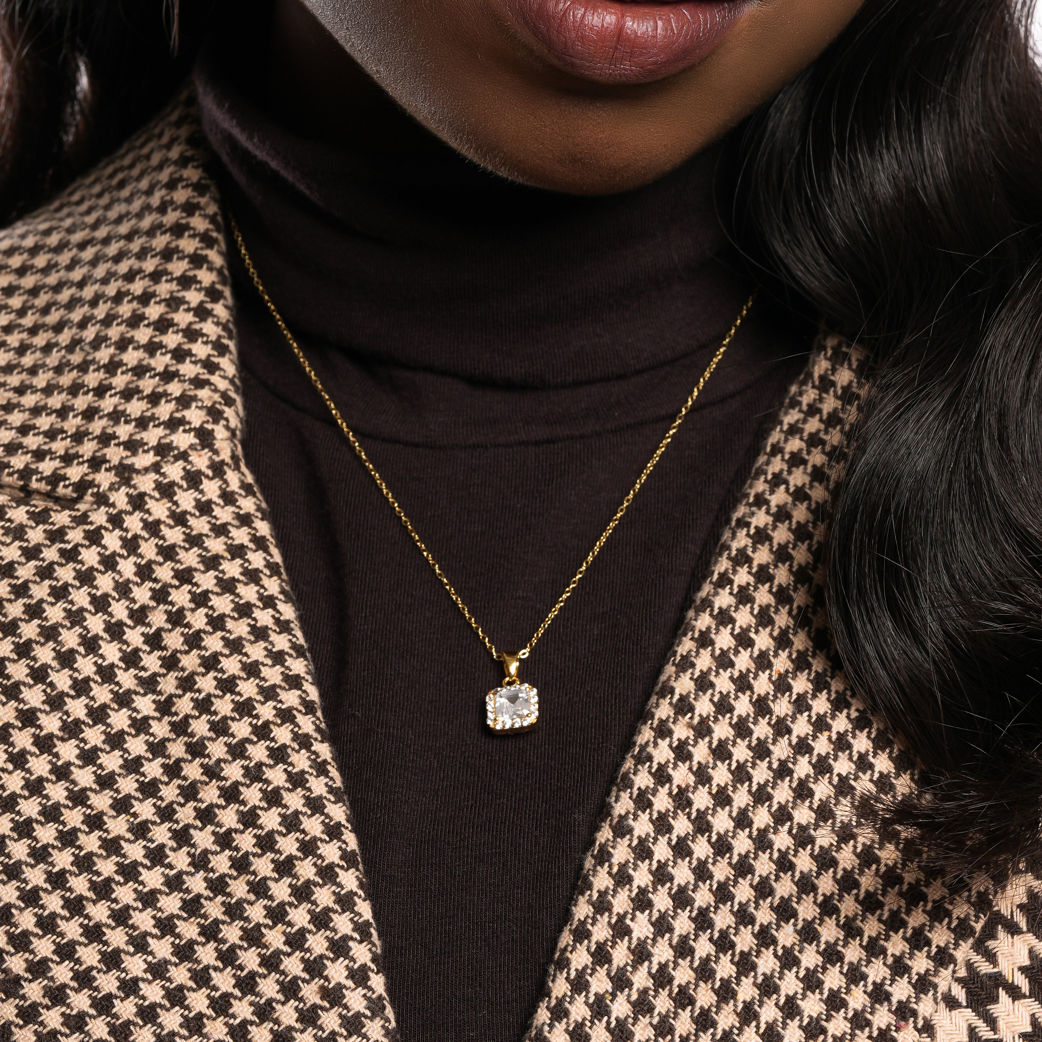 Square CZ Pendant Necklace