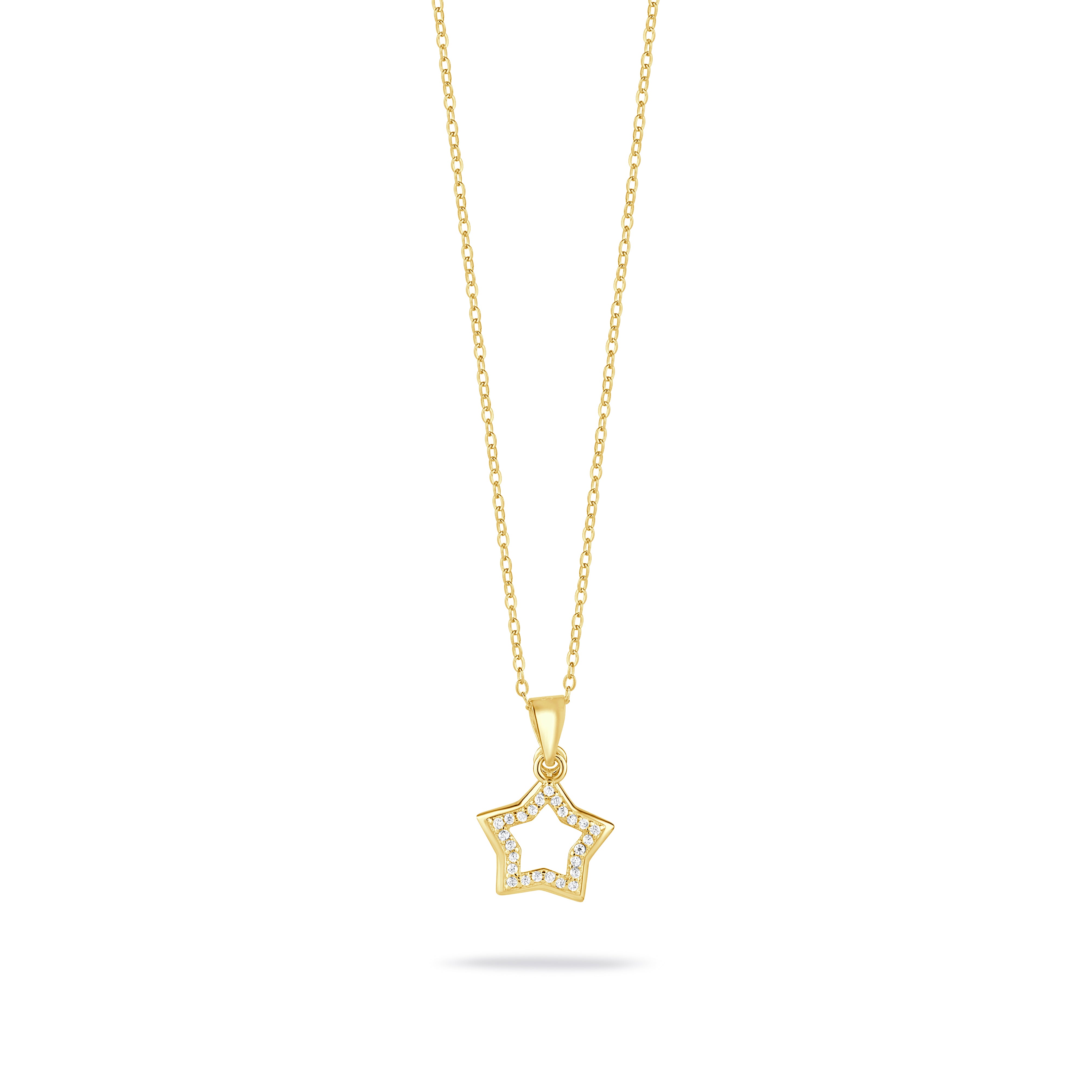 Star 18K Gold Plated CZ Pendant Necklace