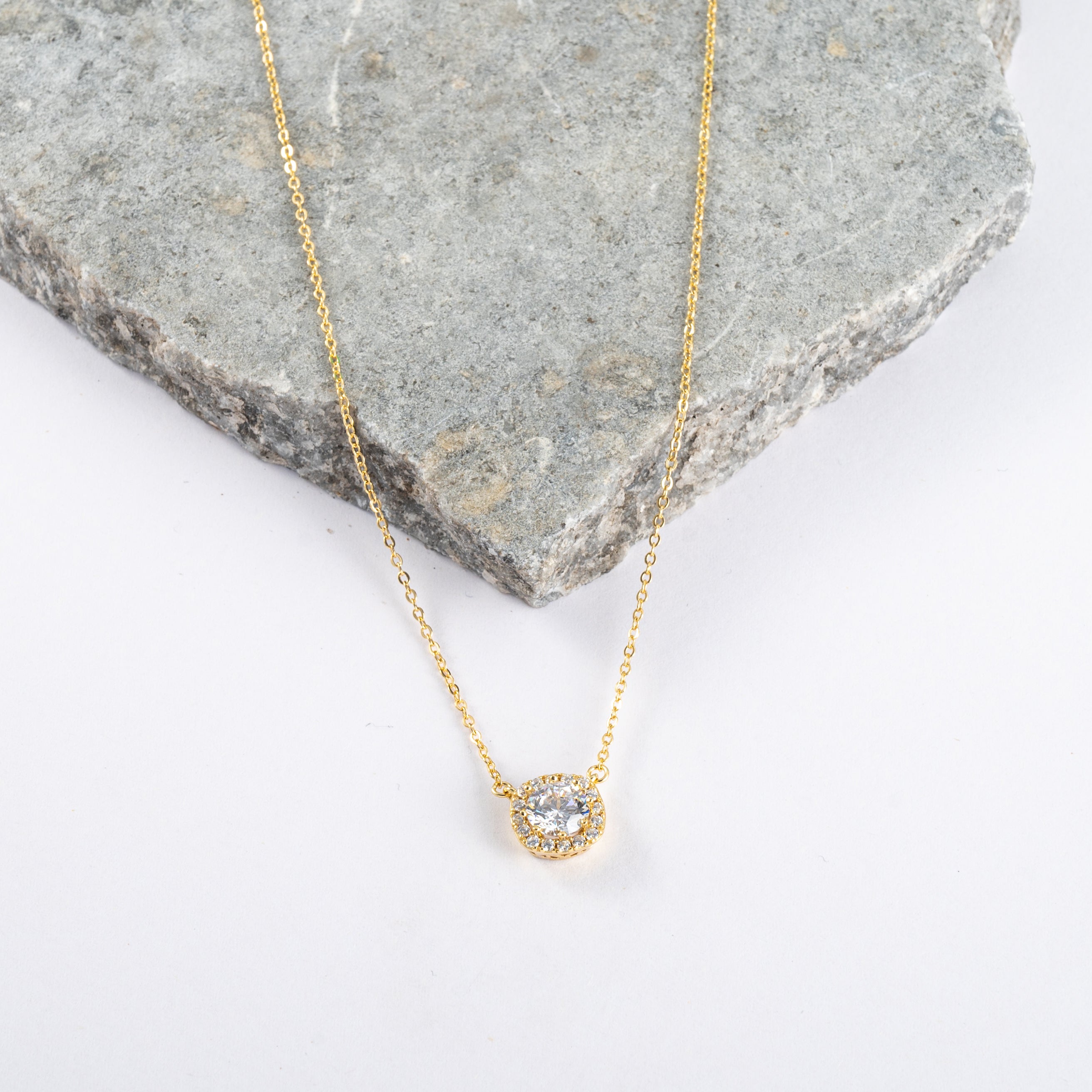 Round Shecp 18K Gold Plated CZ Pendant Necklace