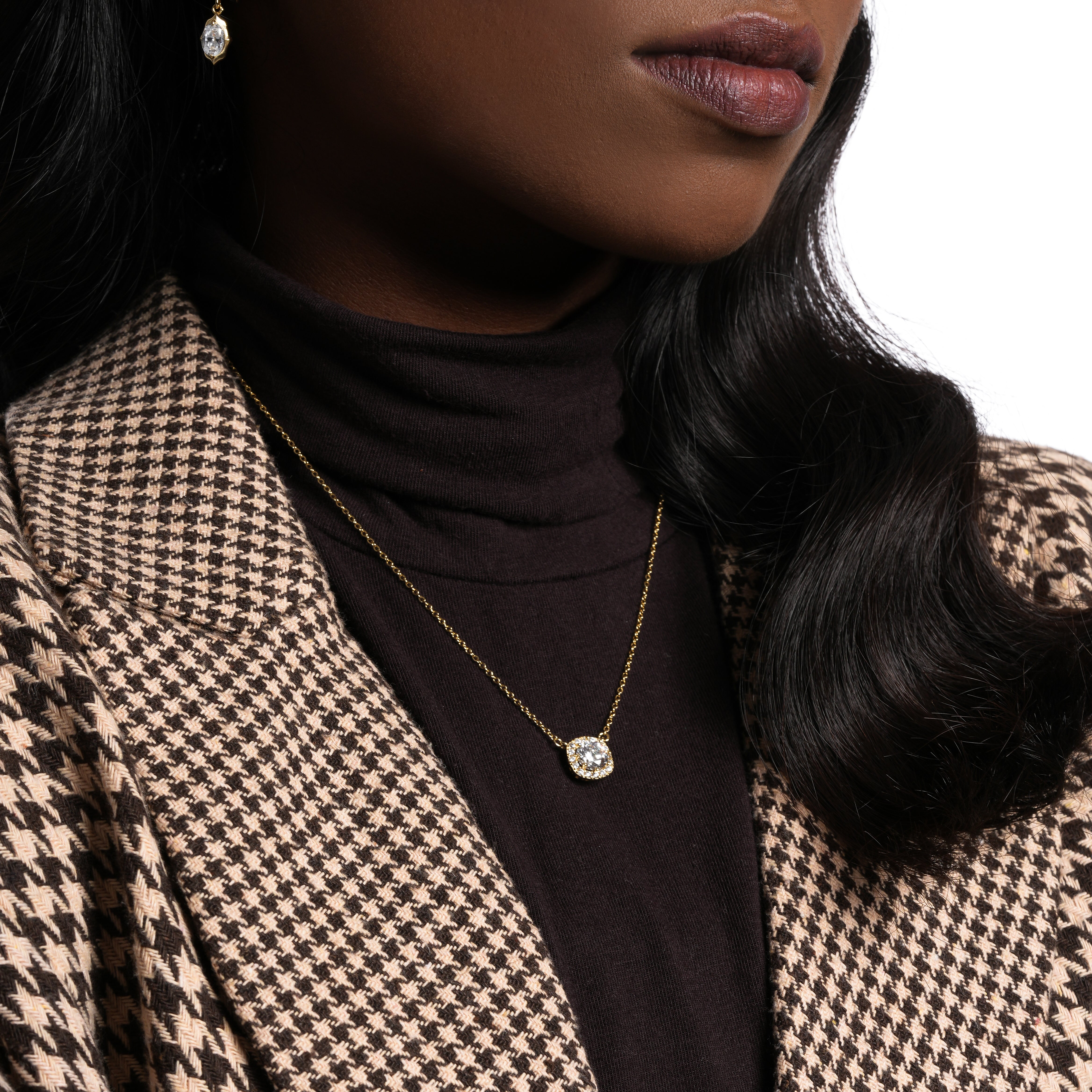 Round 18K Gold Plated CZ Pendant Necklace