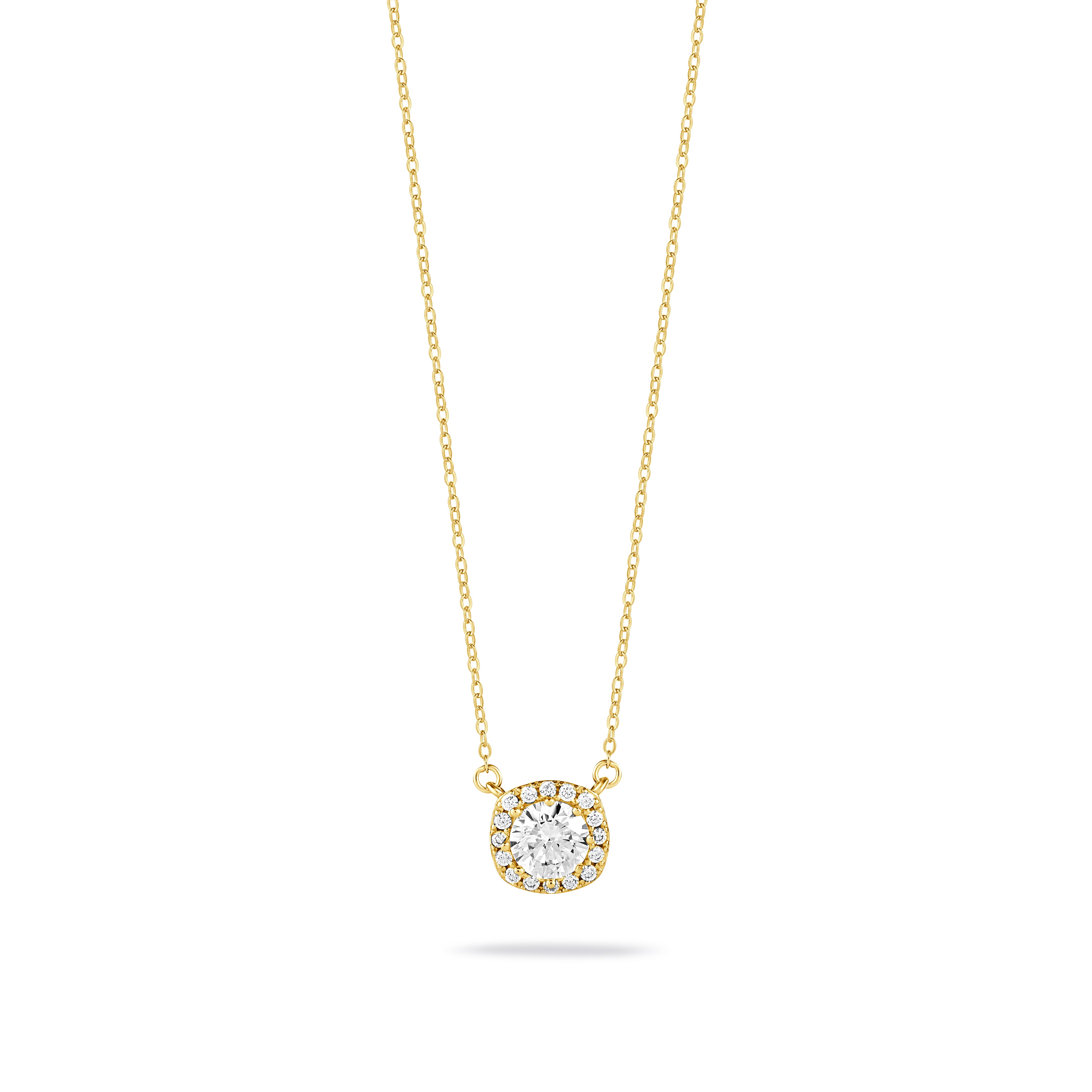 Round 18K Gold Plated CZ Pendant Necklace