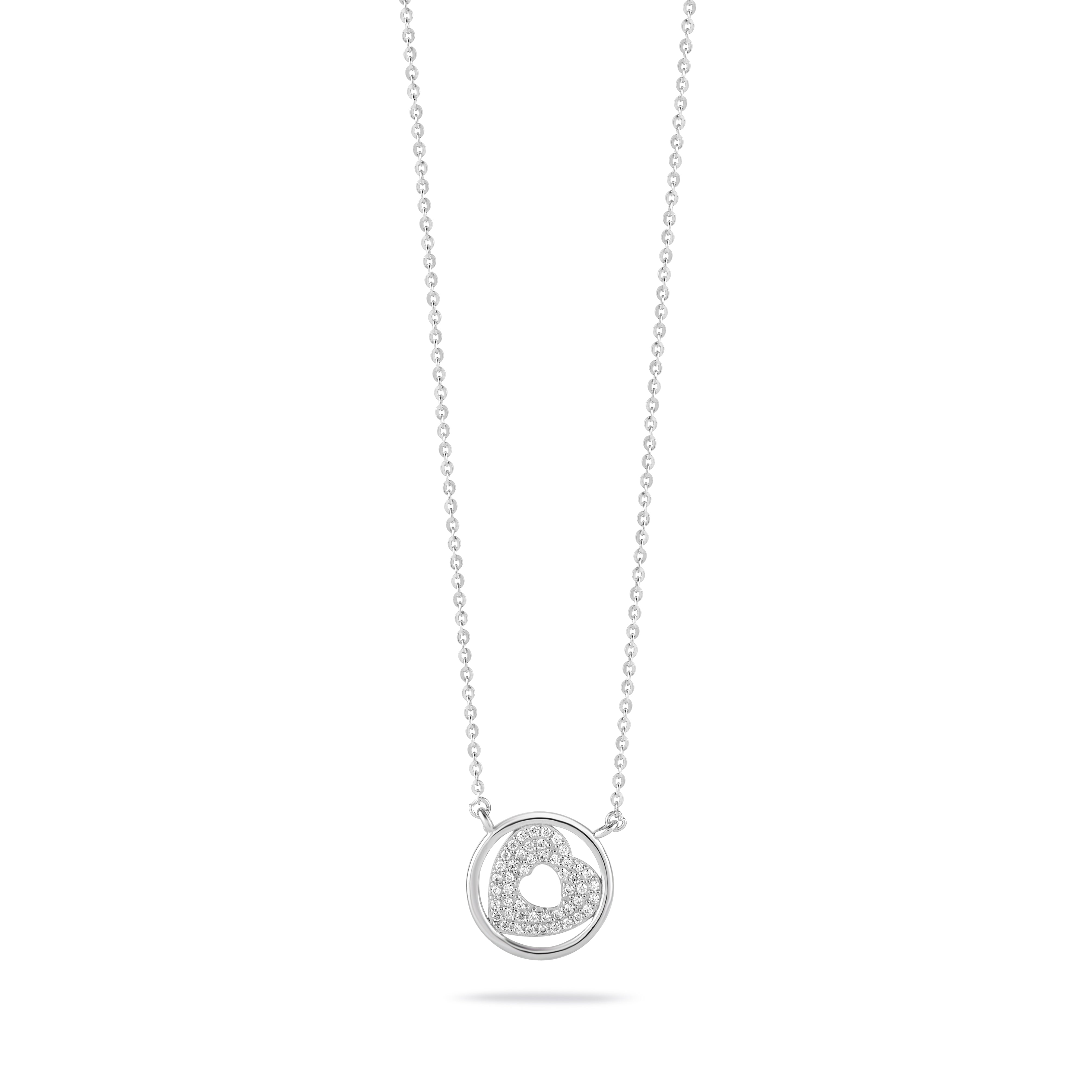 Round Shape Silver CZ Pendant Necklace