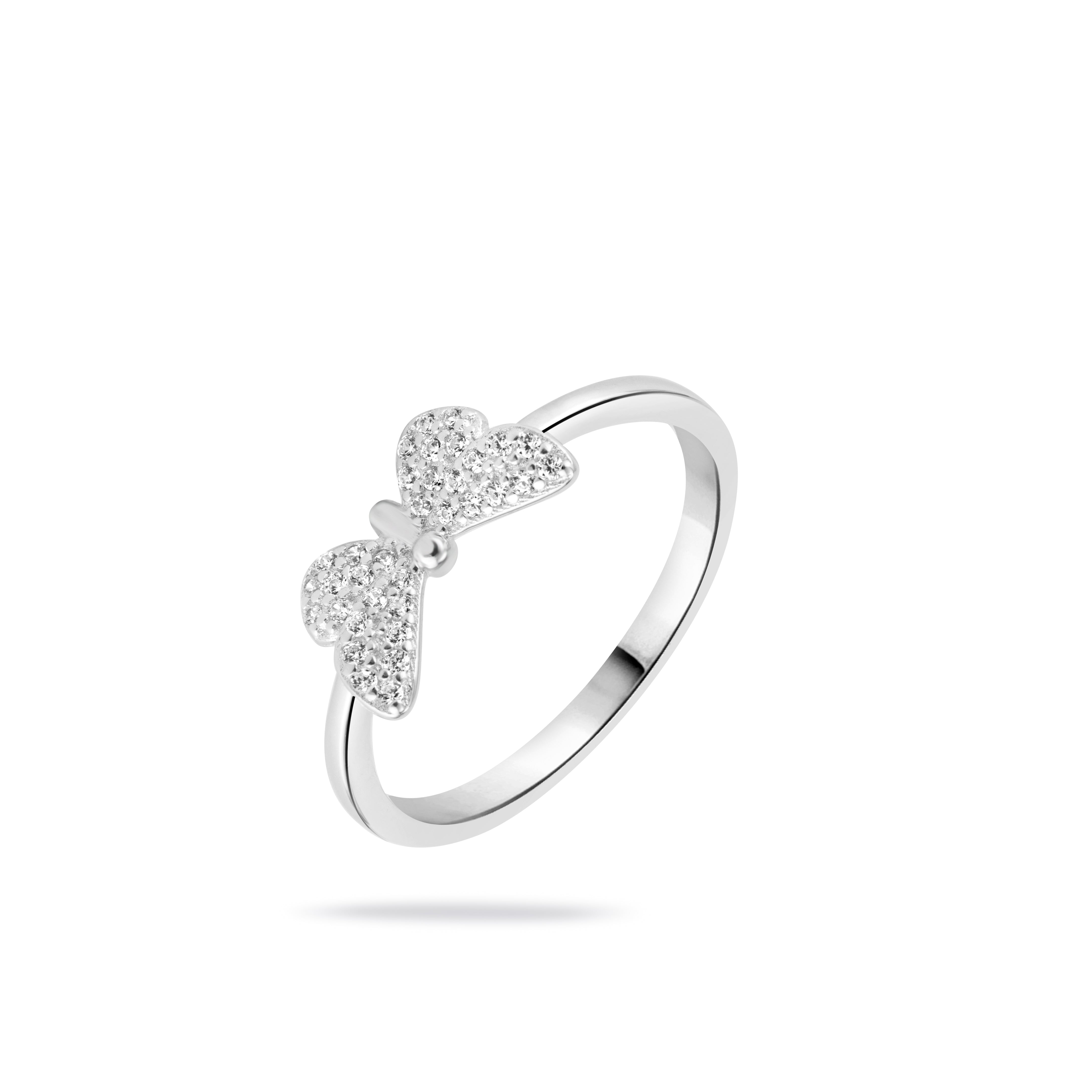 Silver Butterfly Ring with Cubic Zirconia Accents