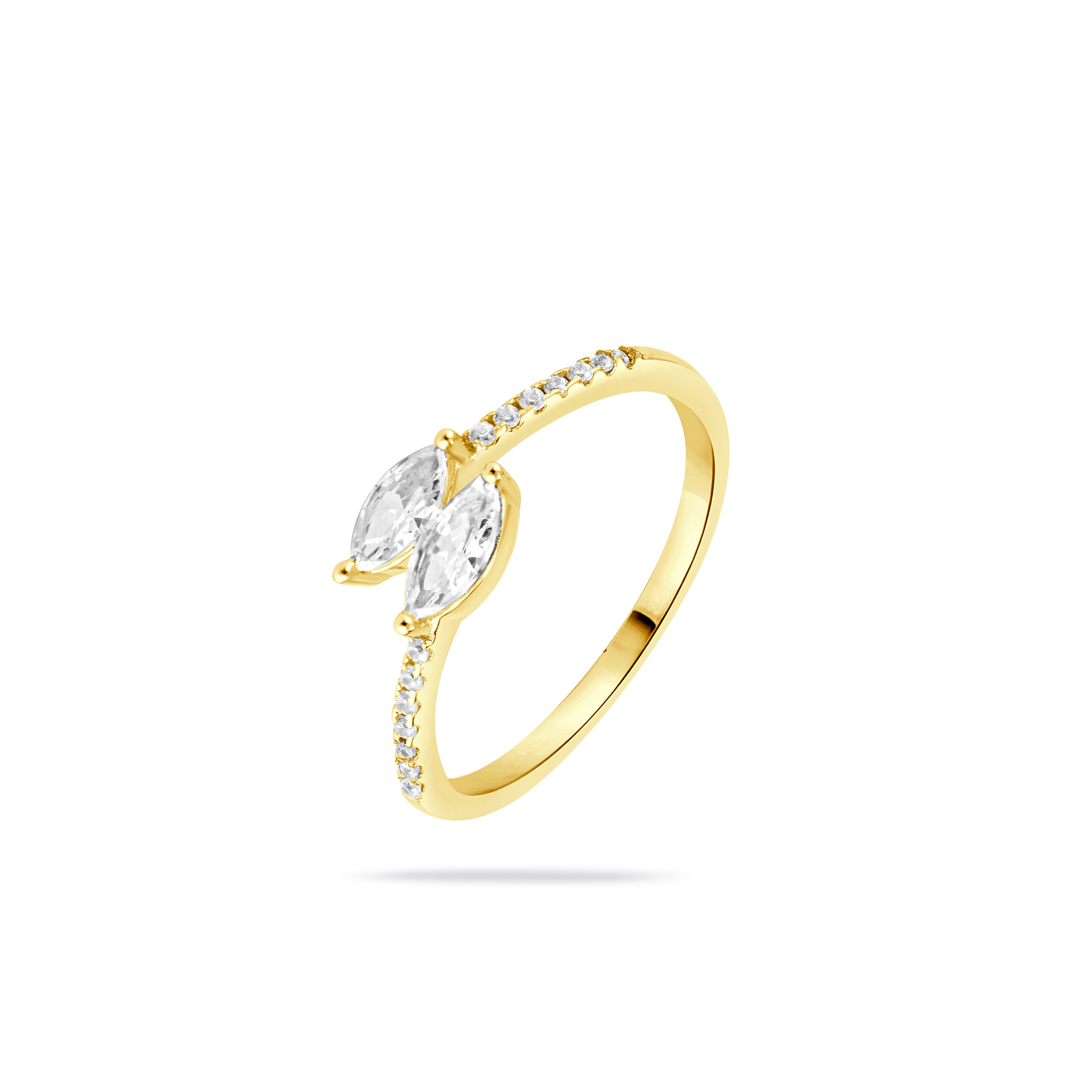 Gold Plated Marquise CZ Open Ring