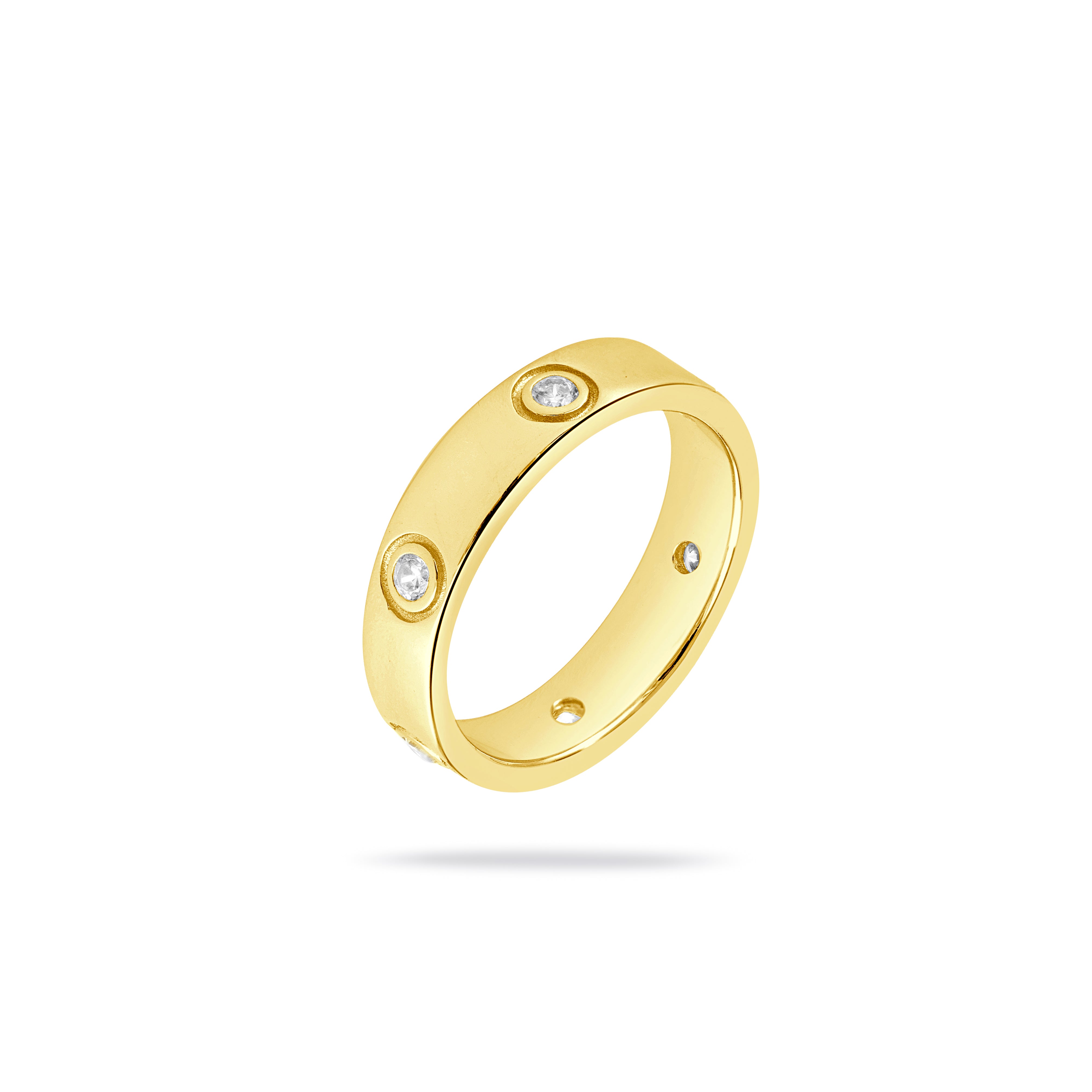 Bold Bezel Set CZ Band Ring – Gold & Silver
