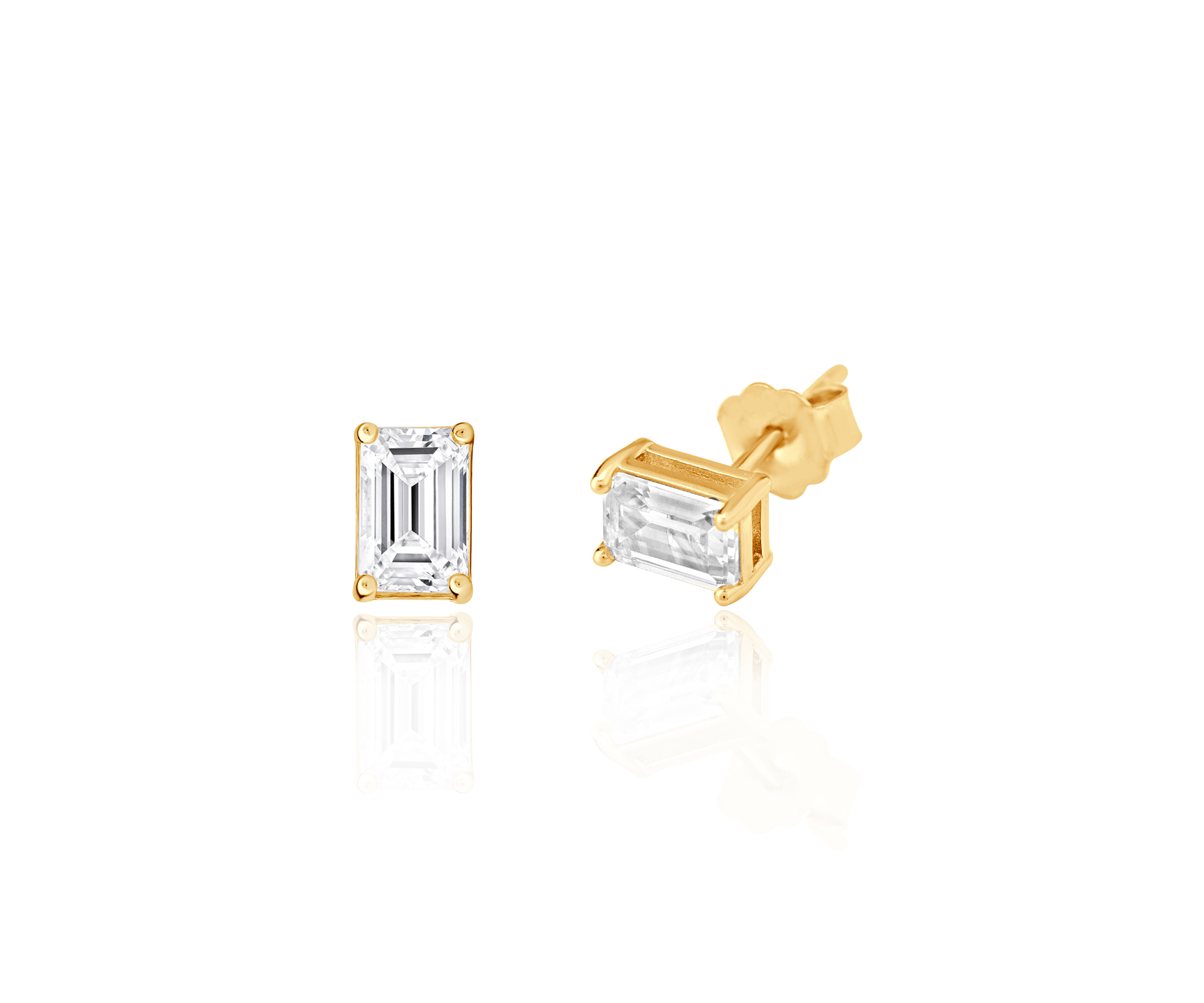 Emerald Cut Diamond Stud Earrings