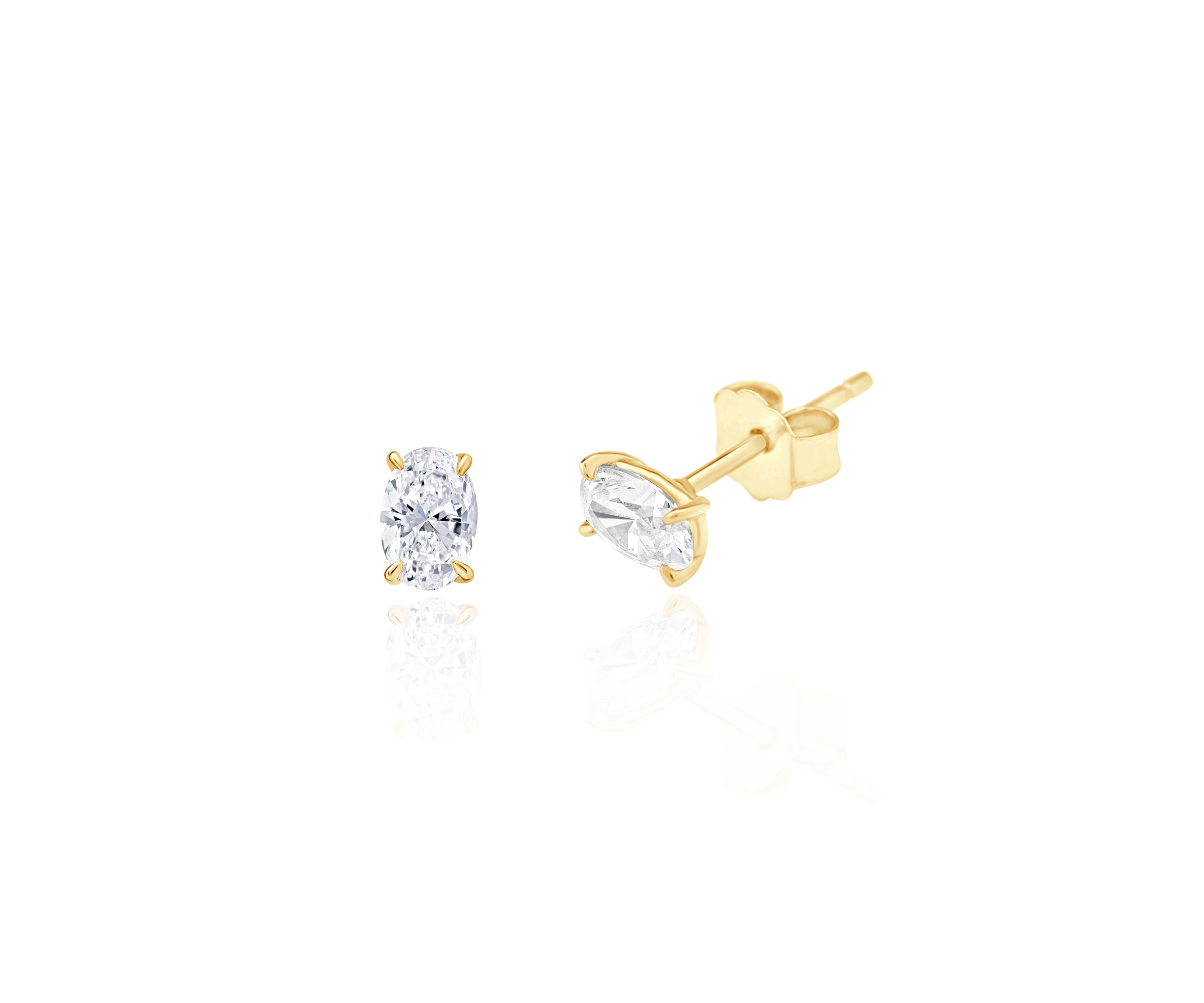 Oval Solitaire Stud Earrings