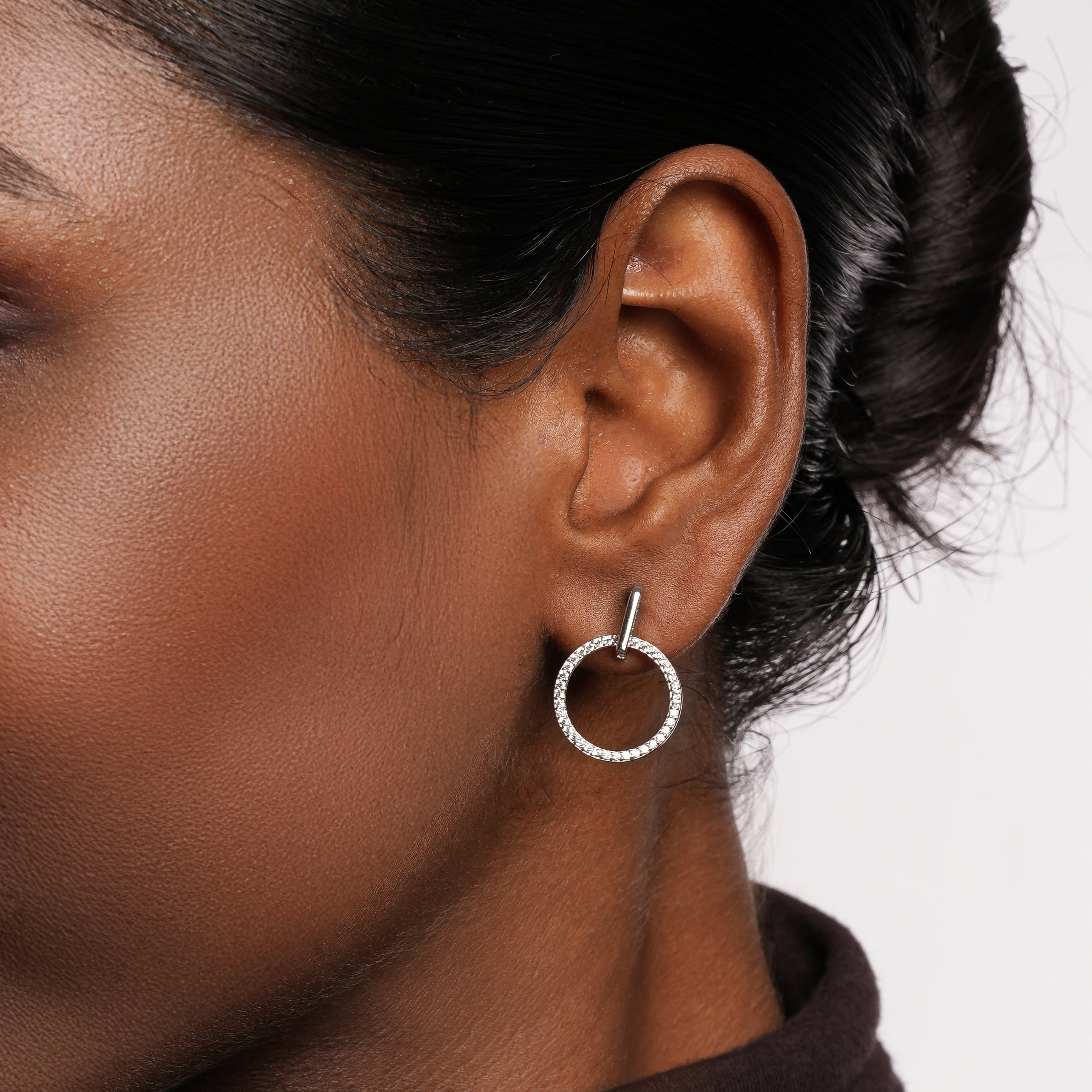 Diamond Circle Stud Earrings