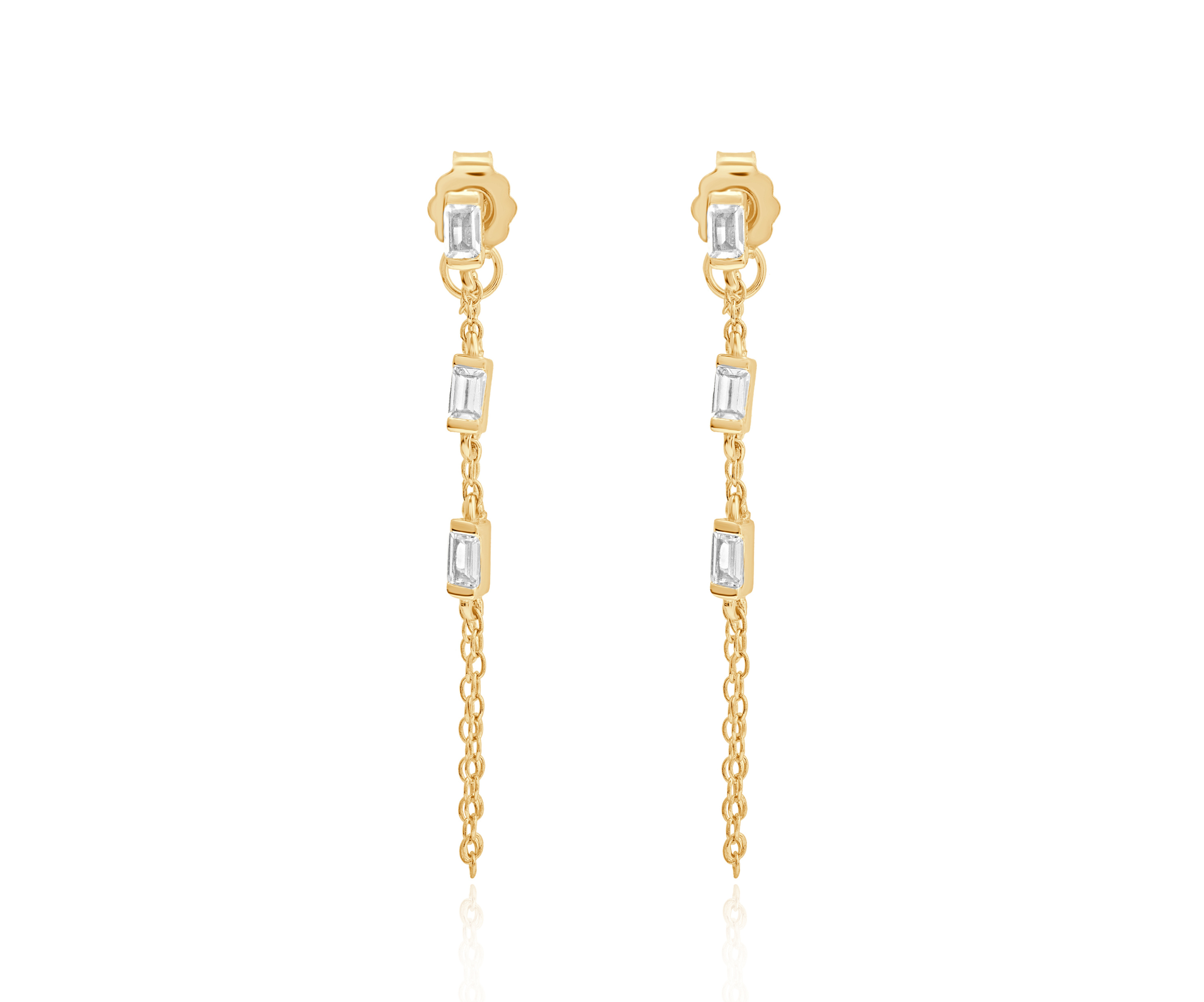 Delicate Baguette Chain Drop Earrings