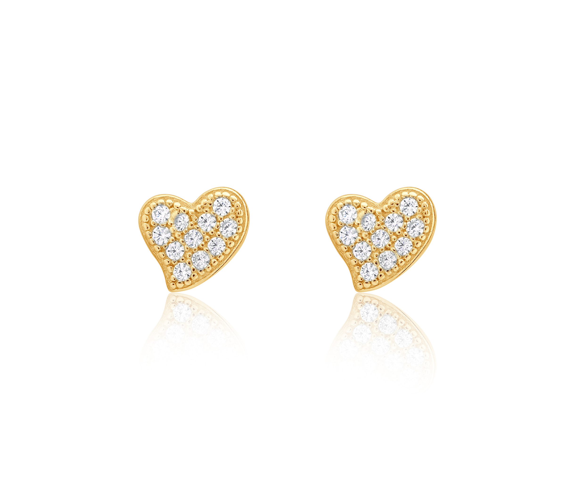 Diamond Heart Stud Earrings