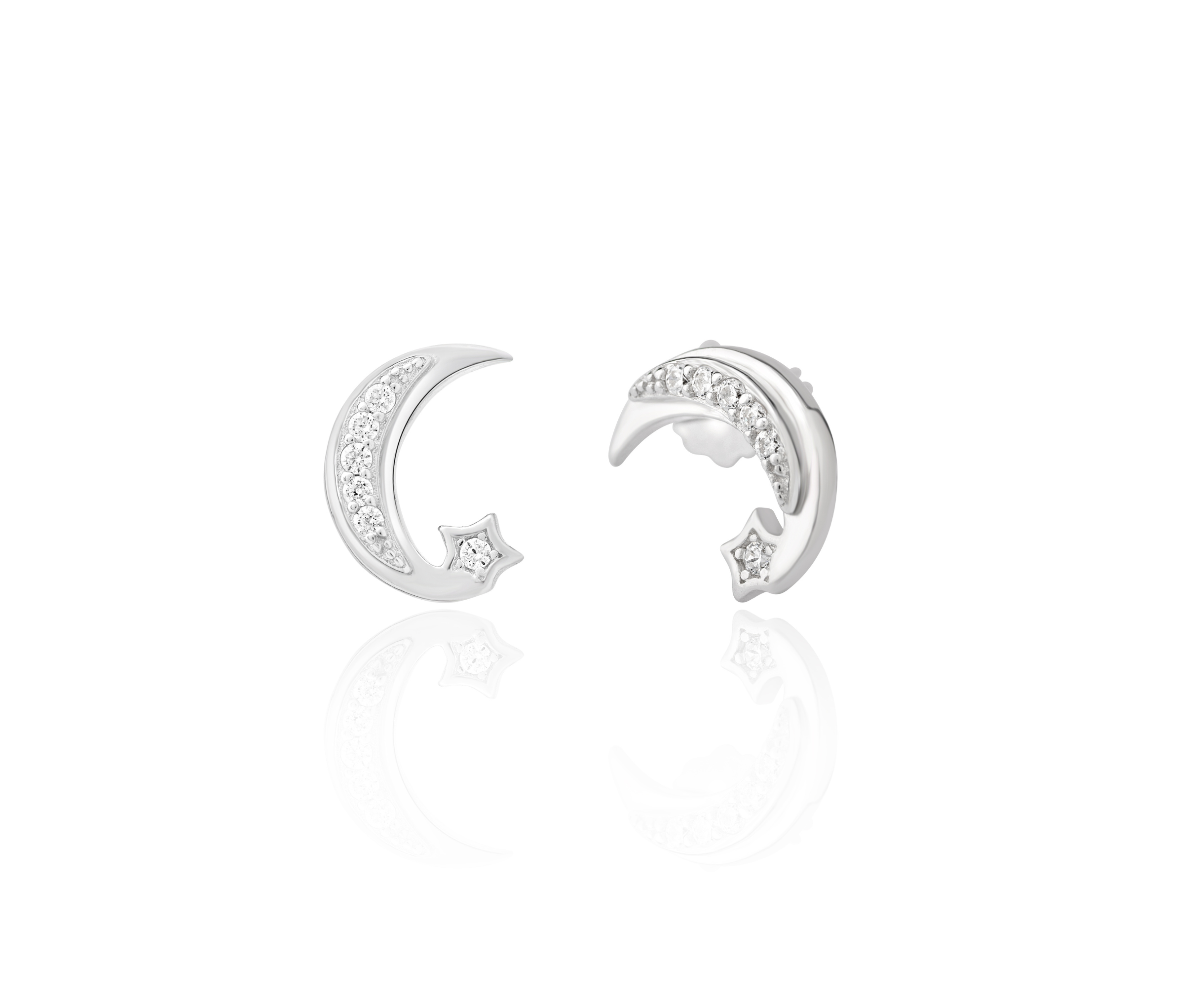 Celestial Moon and Star Stud Earrings