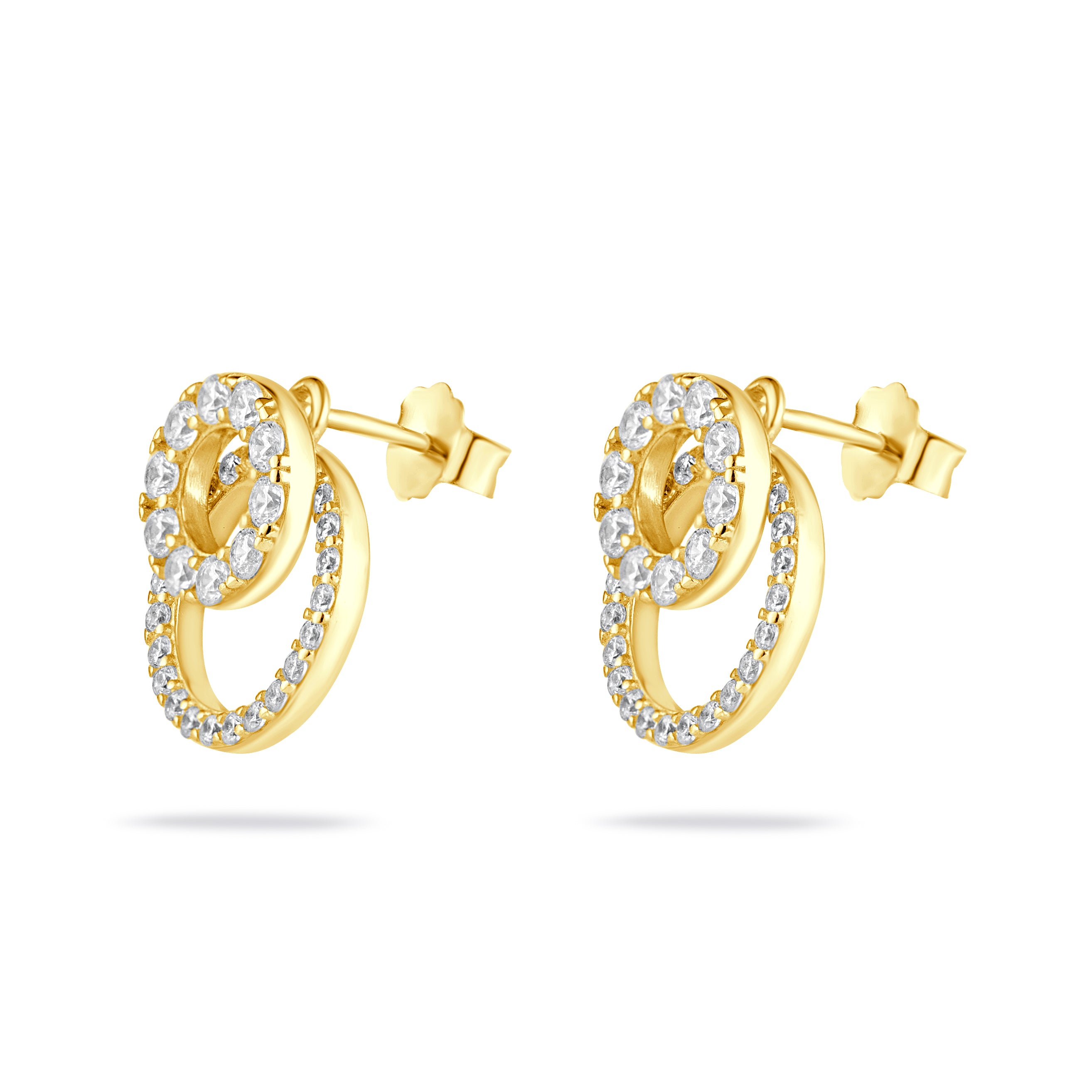 Radiant Gold-Plated Cubic Zirconia Stud Earrings for Women &amp; Girls – Elegant, Lightweight, Timeless Shine