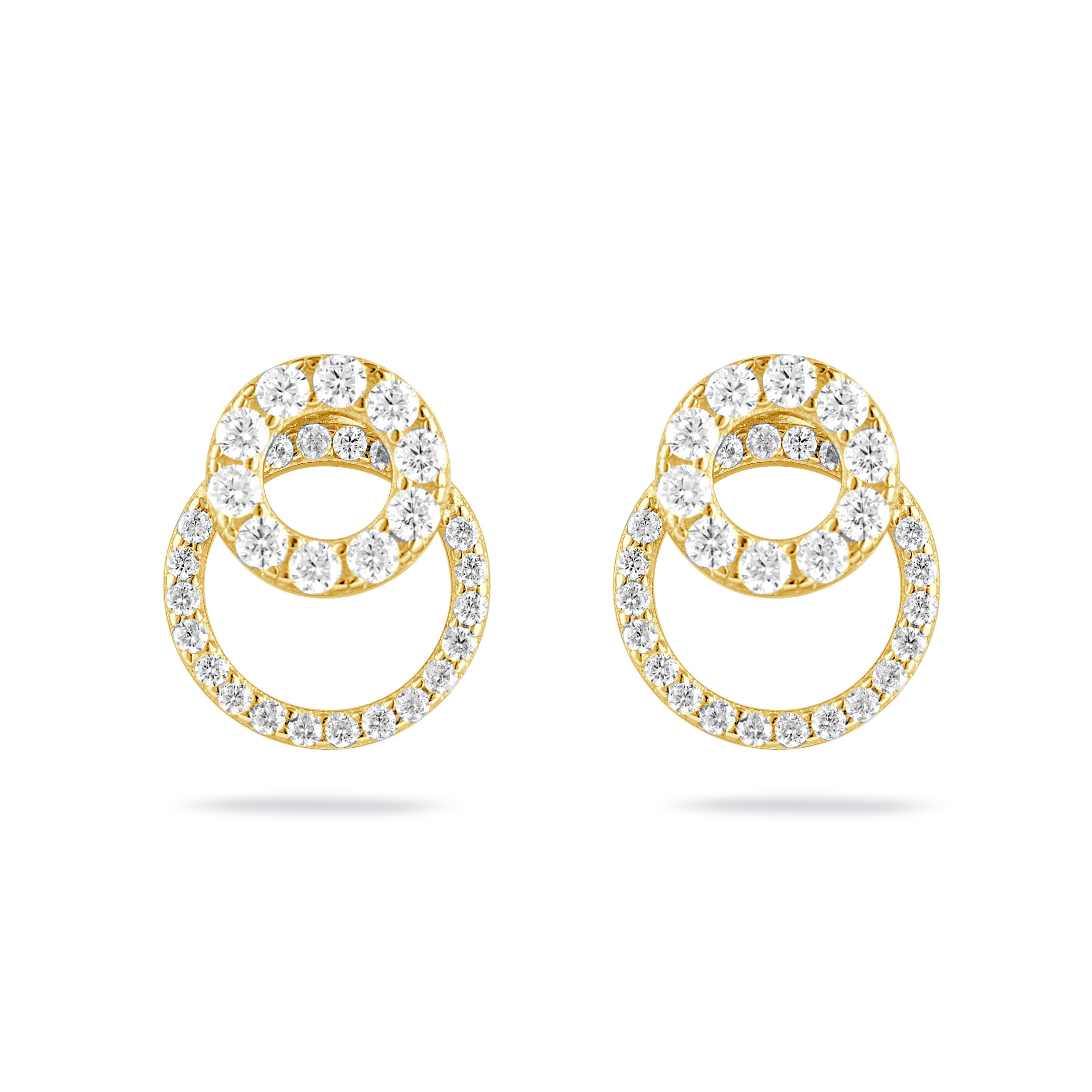 Radiant Gold-Plated Cubic Zirconia Stud Earrings for Women &amp; Girls – Elegant, Lightweight, Timeless Shine