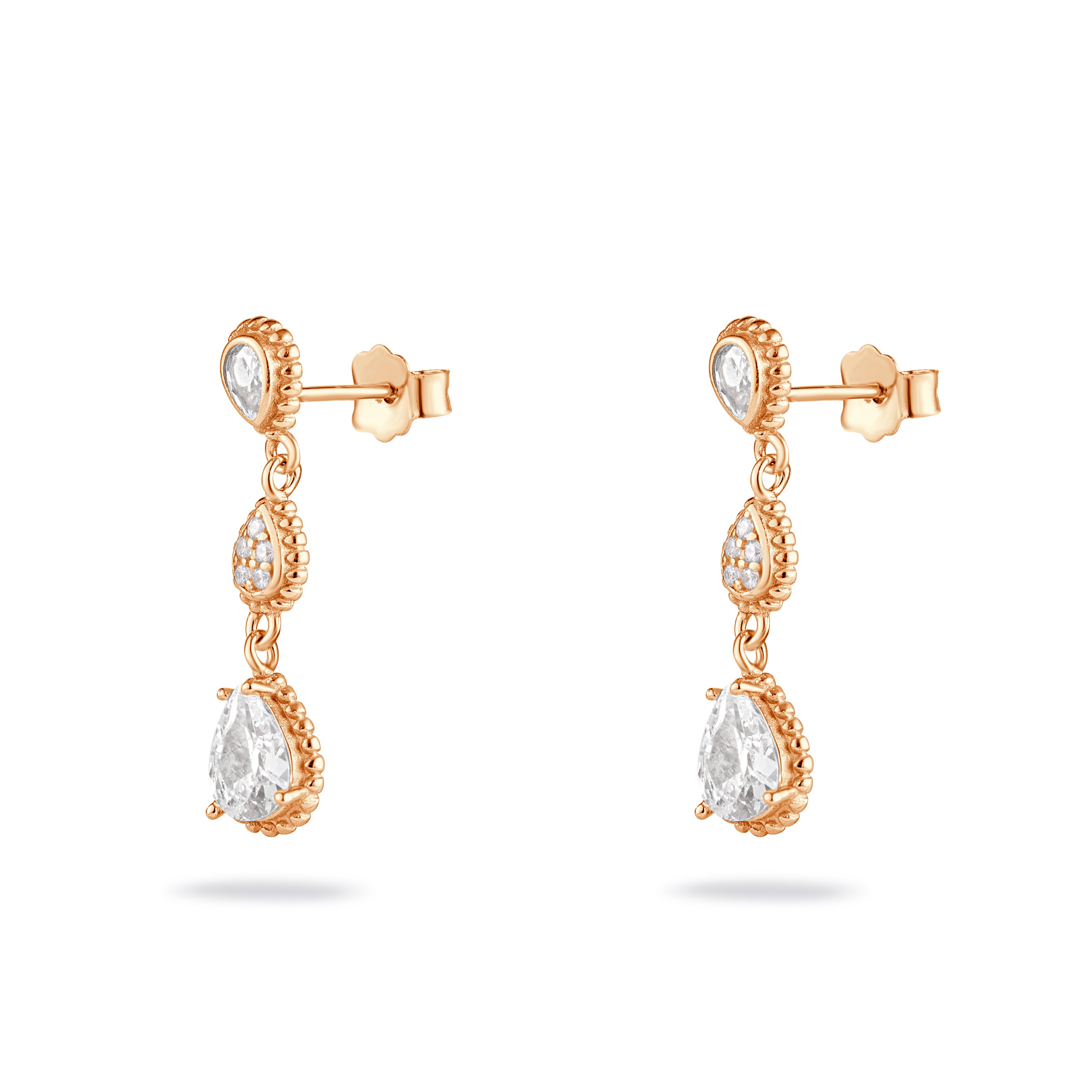 Elegant Rose Gold Cubic Zirconia Earrings for Women &amp; Girls – Lightweight, Stunning Shine