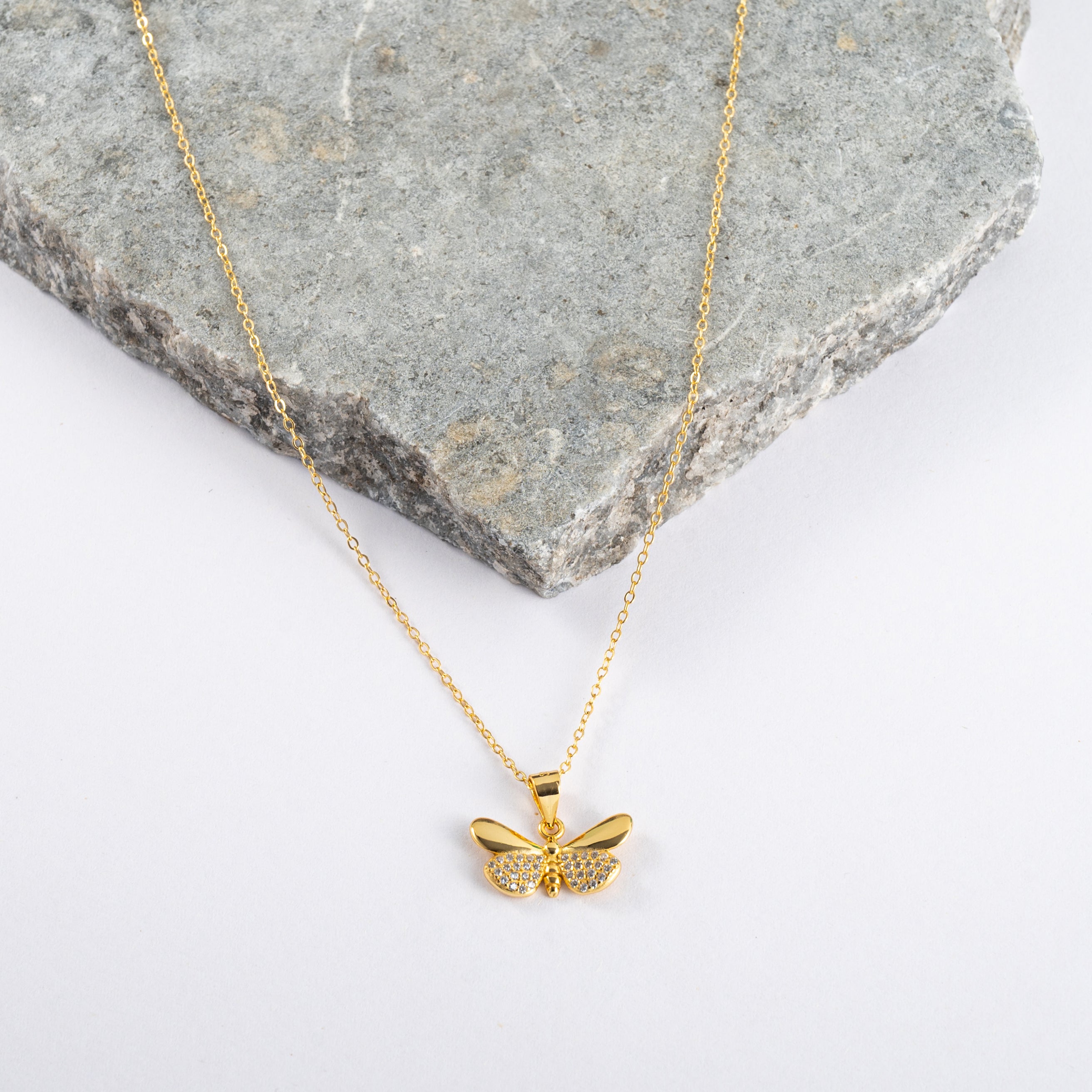 Butterfly Design CZ Pendant Necklace