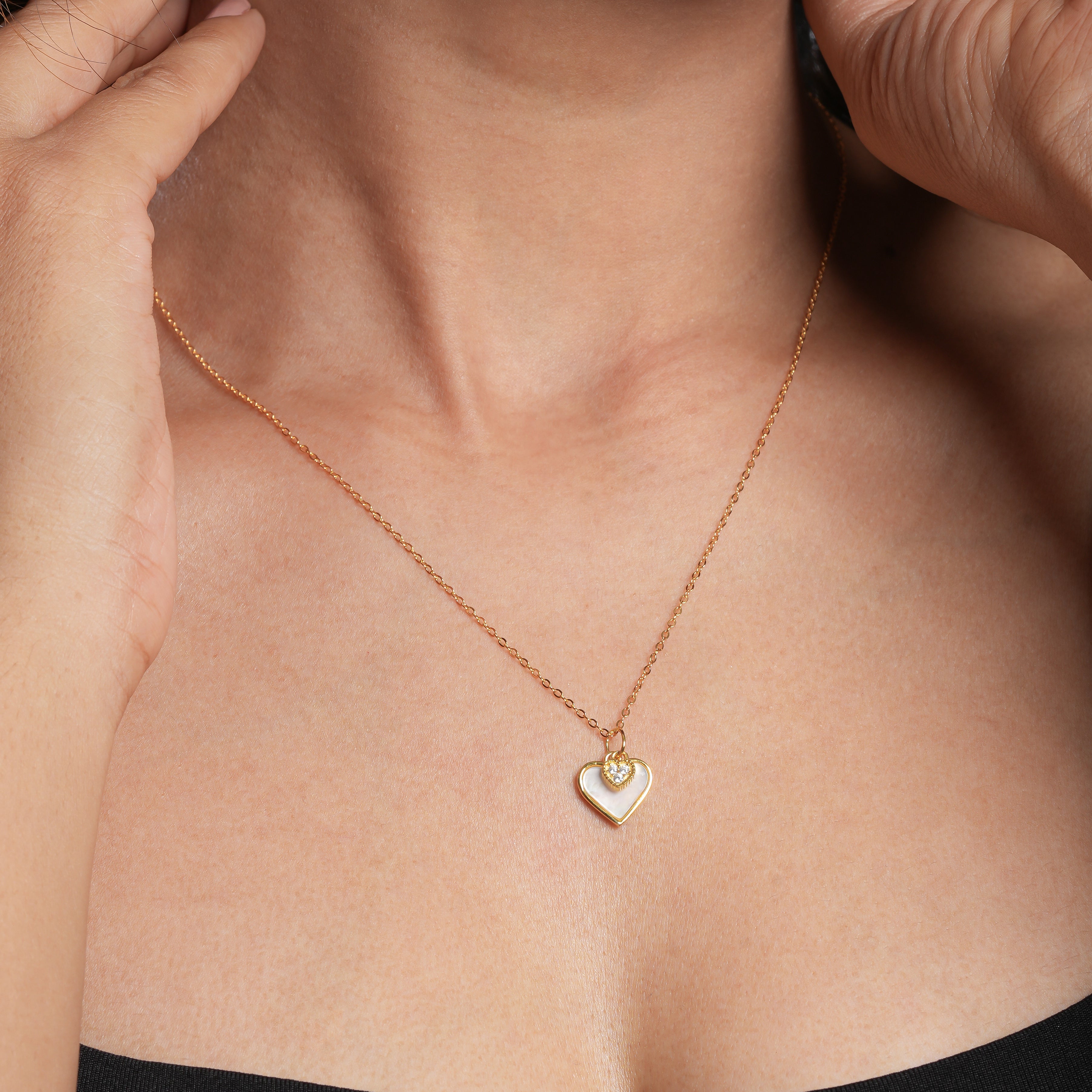 Heart-Shaped CZ Necklace & Pendant