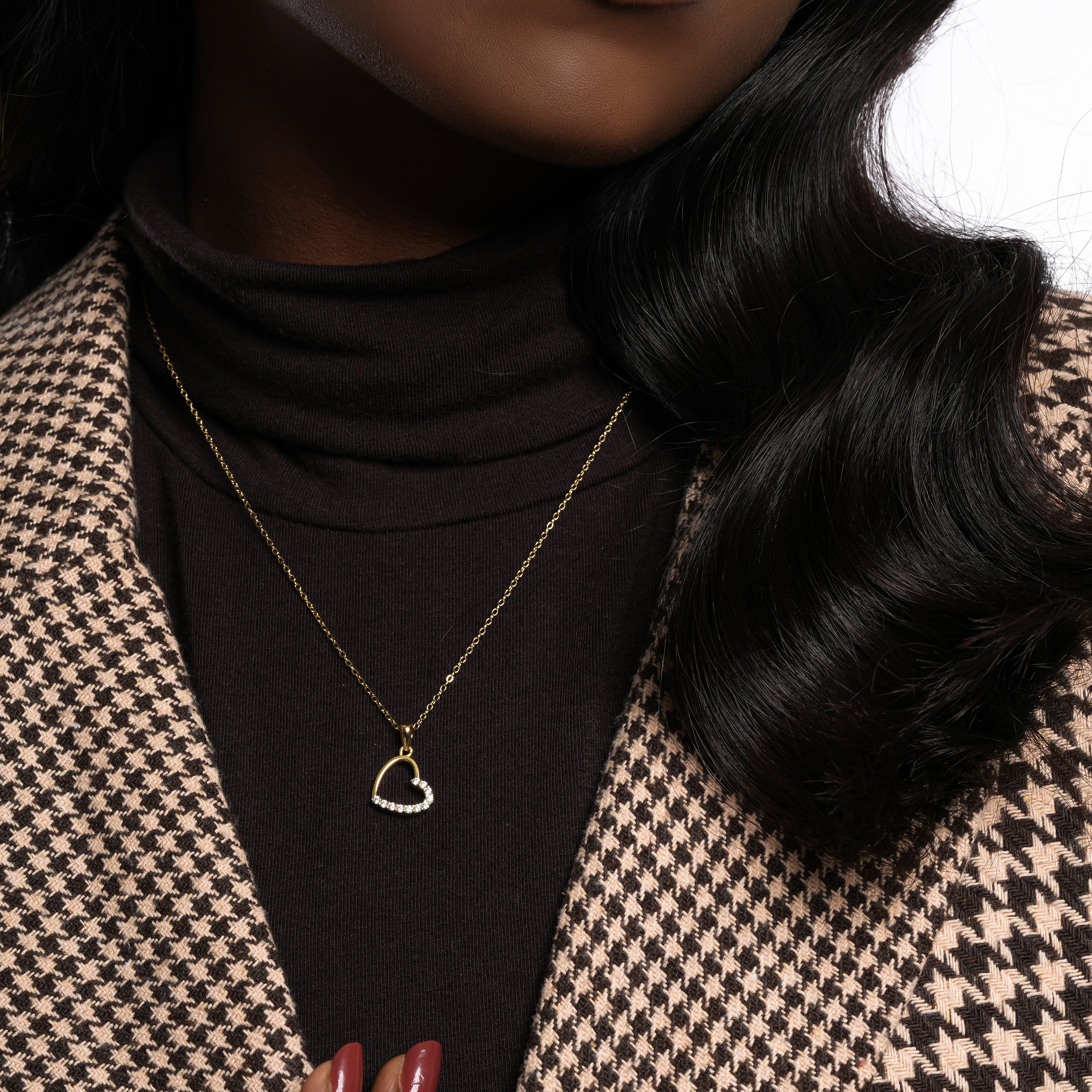 Heart Shaped Pendant Necklace with CZ