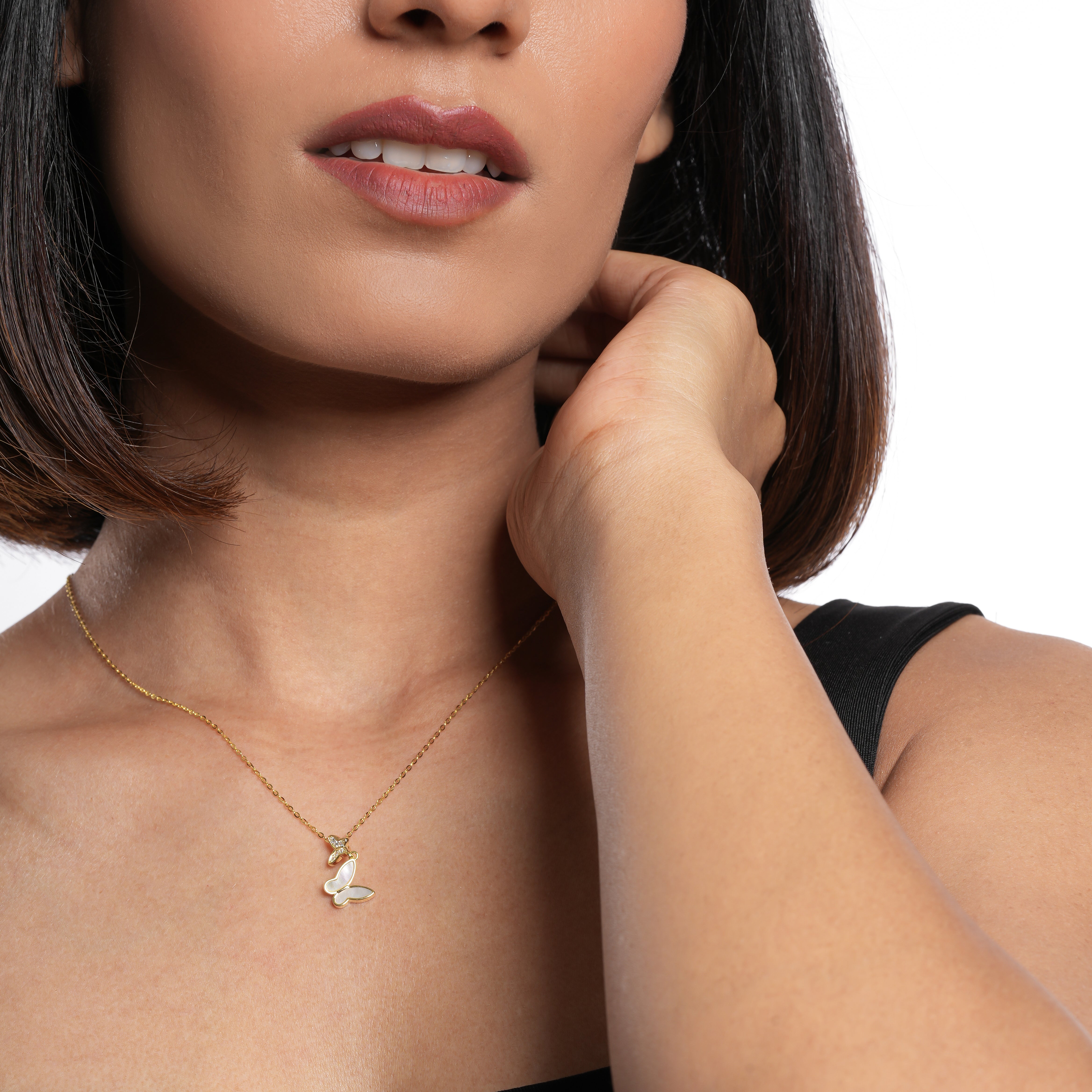 Butterfly-Inspired CZ Necklace & Pendant