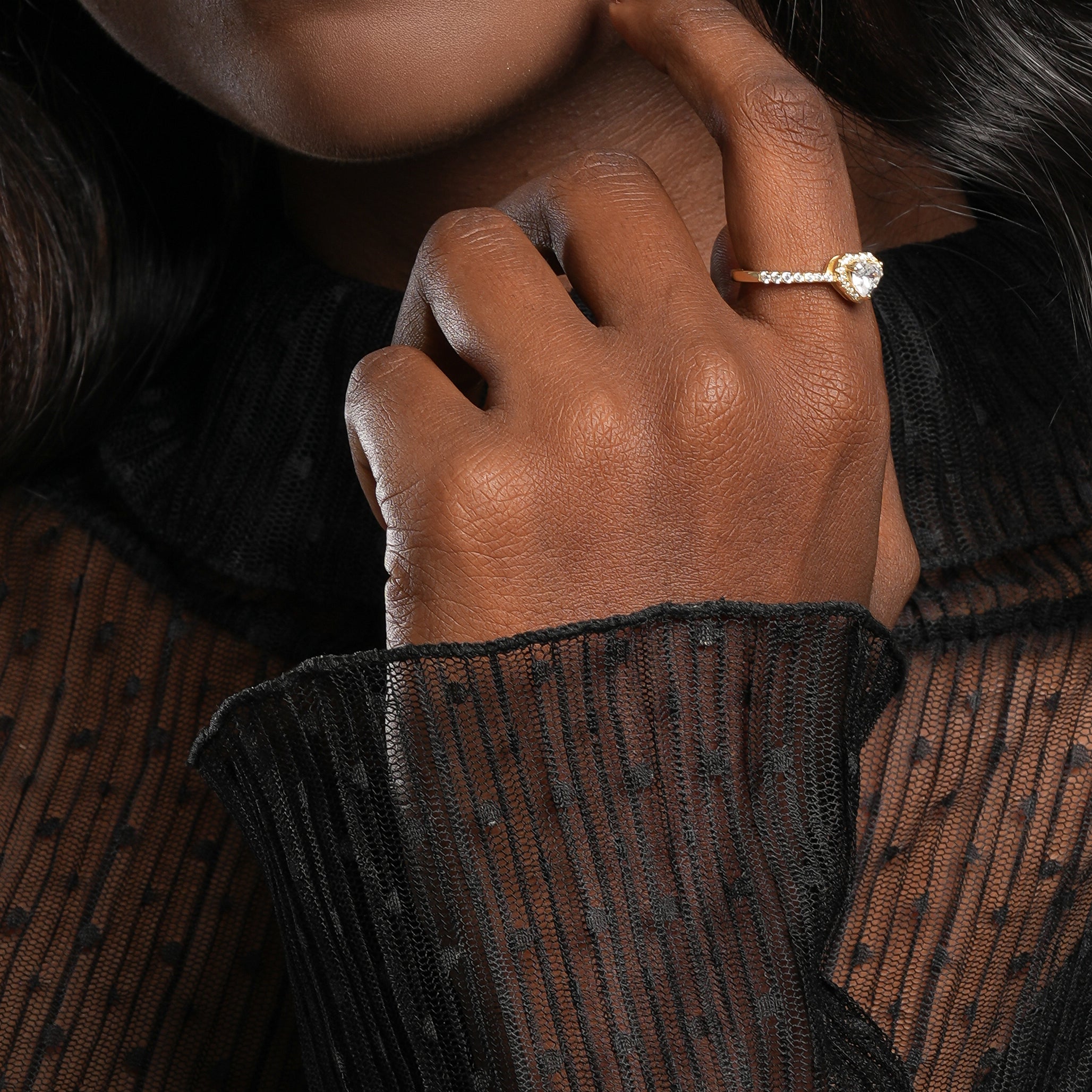 Lover’s Gleam Ring – Heart CZ Silver & Gold