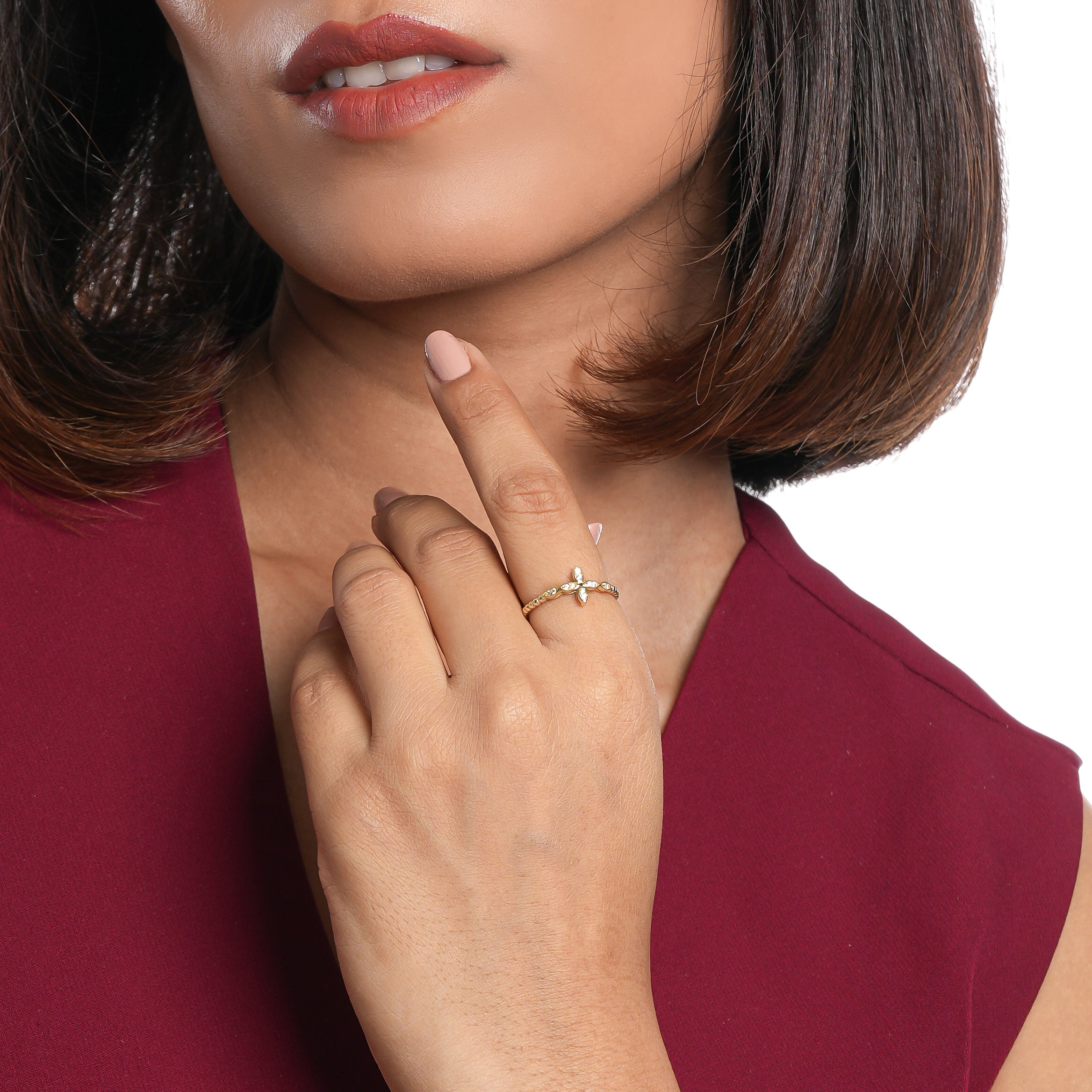 Petal Kiss Ring – CZ Floral Silver & Gold